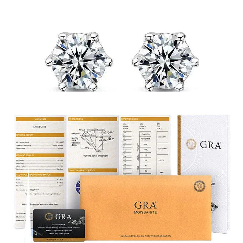 0.5–2ct Moissanite Screw Back Stud Earrings