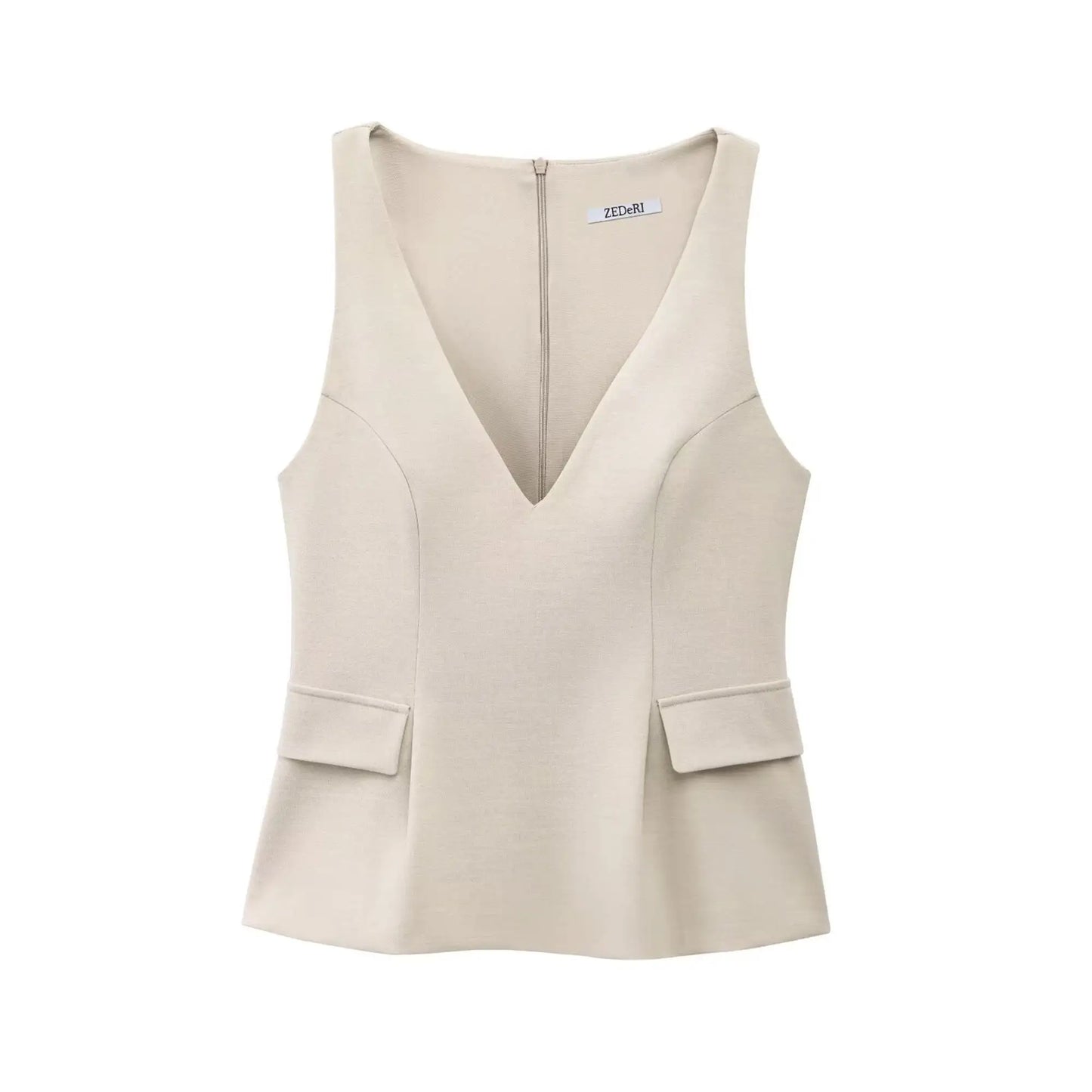 Chic Sleeveless V-Neck Top with Skirt