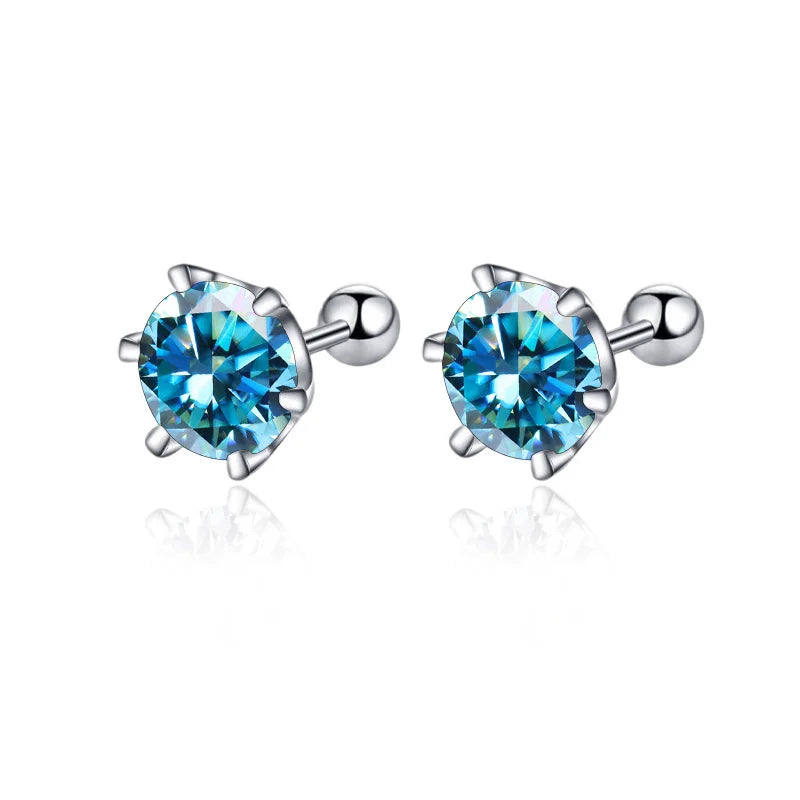 0.5–2ct Moissanite Screw Back Stud Earrings