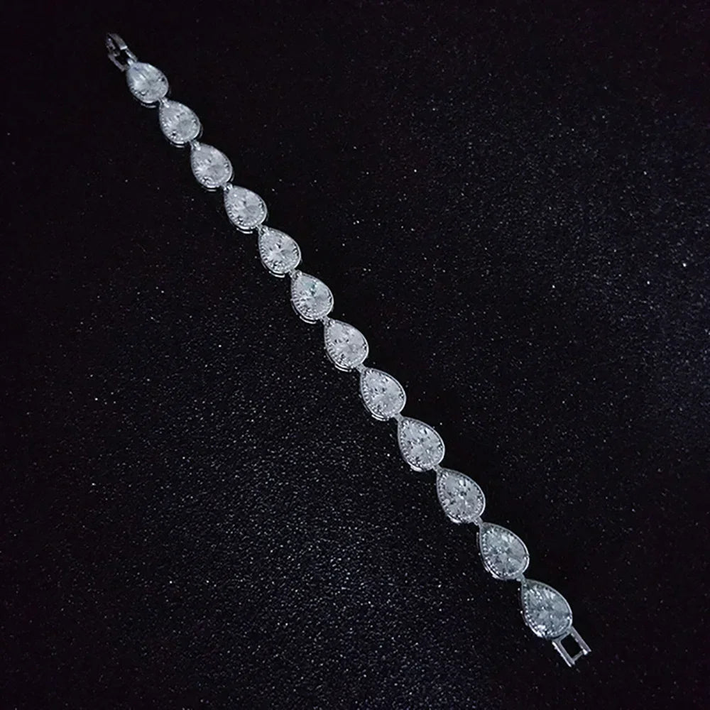 Luxury 18CM “Angel Tears” Pear-Shaped Silver Color Bracelet