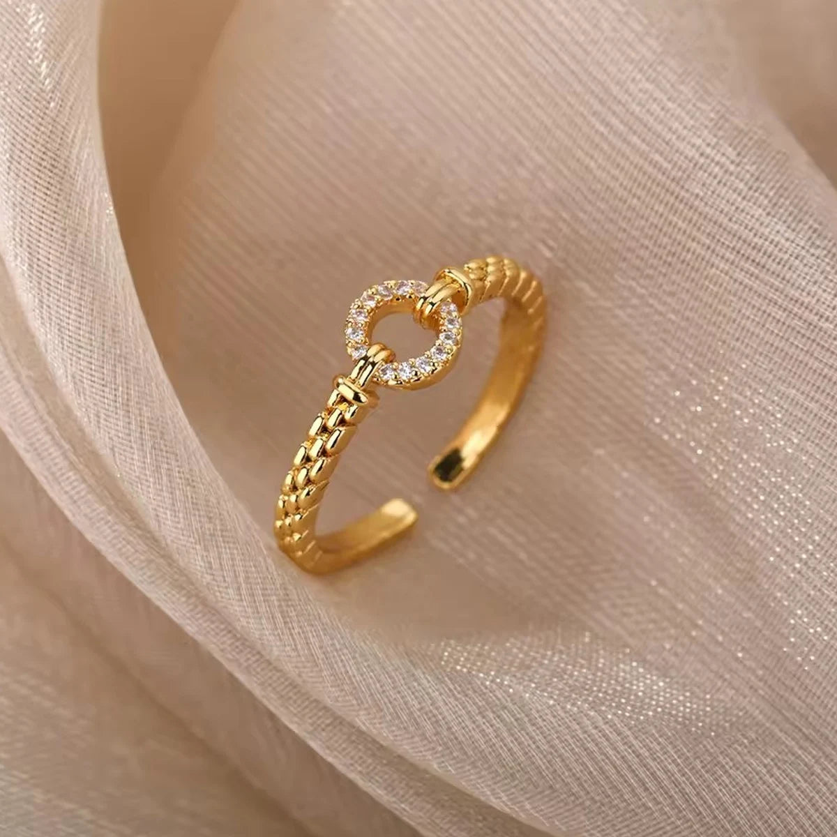 Punk Rock Chain Round Open Ring for Women