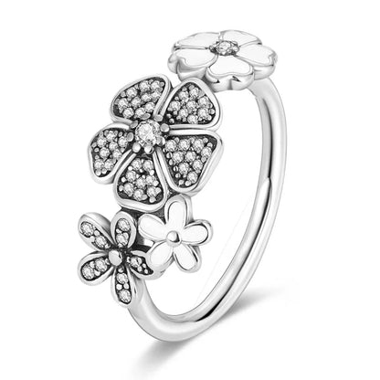 Silver-Plated Infinity Flower Daisy Ring for Women 