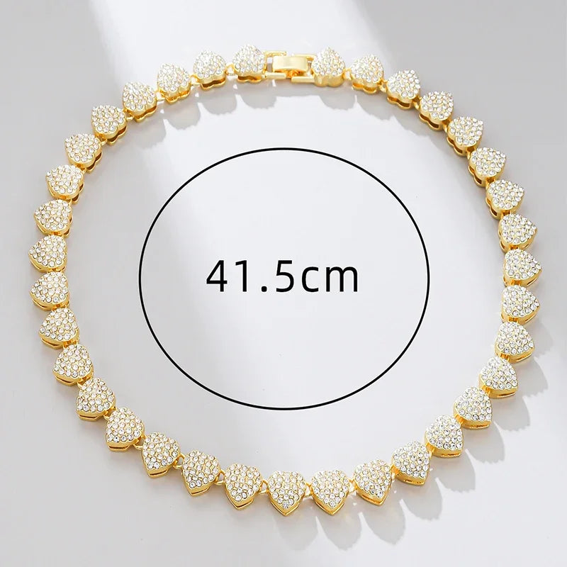 Hip Hop Heart Shape Cuban Chain Necklace