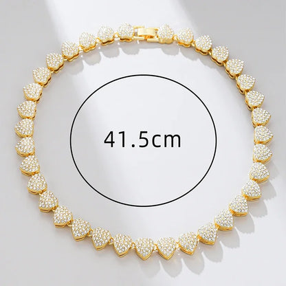 Hip Hop Heart Shape Cuban Chain Necklace