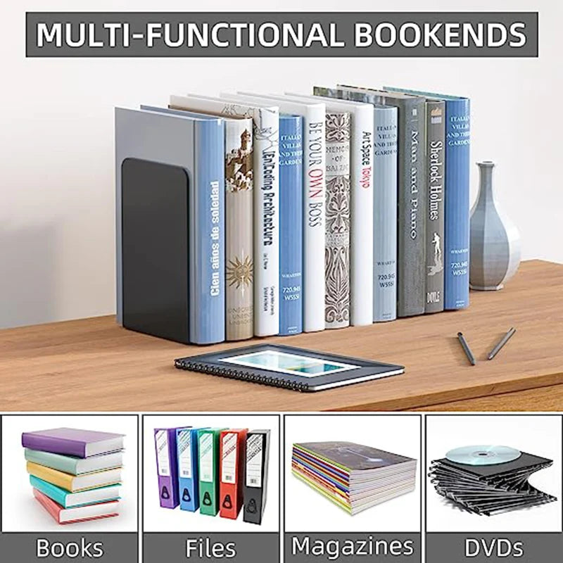 2Pcs Metal Bookends Set