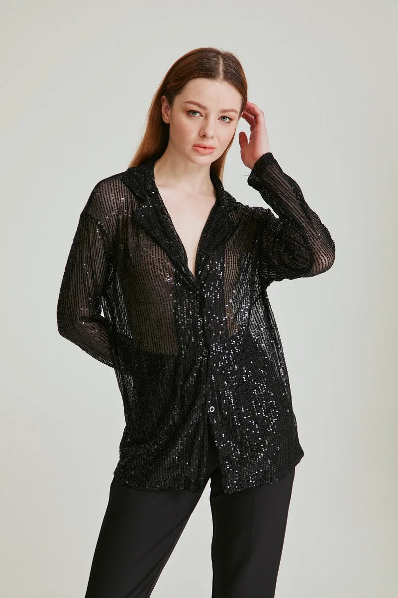Plus Size Sequin Sparkle Shirt