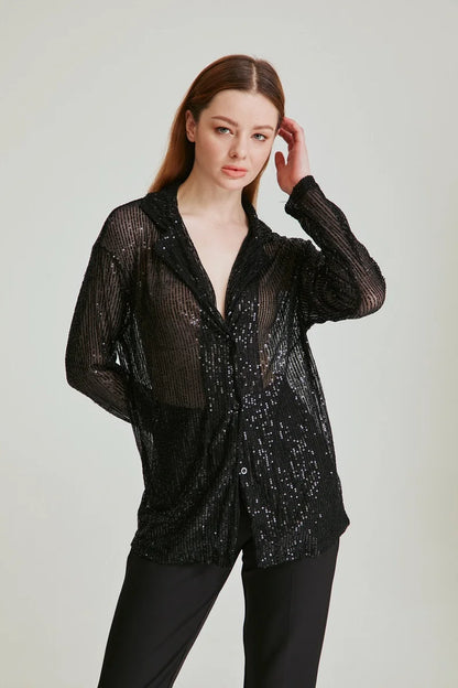 Plus Size Sequin Sparkle Shirt
