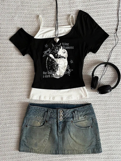 Gothic Two-Piece T-Shirt Set