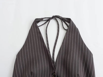 Sexy Backless Striped Blouse