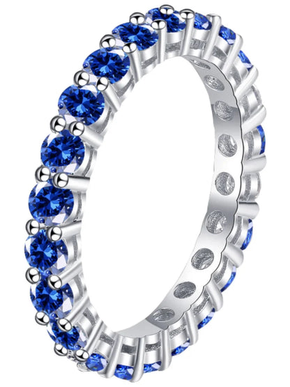 925 Sterling Silver Classic Zircon Single Row Ring for Women