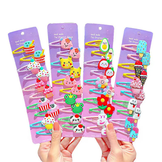 10PCS Cute Cartoon Hairpins Set